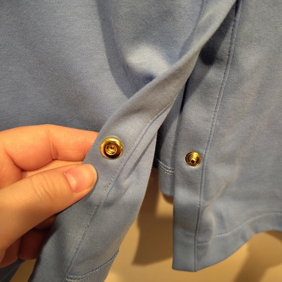 Isaac Mizrahi Live Blue Knit Snap Front Cardigan Shirt Jacket 4X Travel Casual - Picture 5 of 8